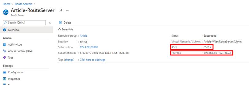 Configuring Route Server in Microsoft Azure